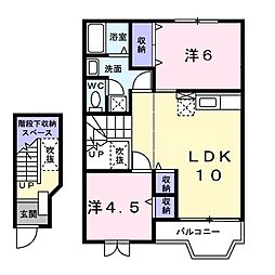 K'sル・クープル1 2LDKの間取図画像