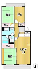 ベレガンス日立 1階3LDKの間取り