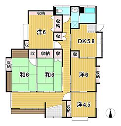 高萩市上手綱戸建 5DKの間取り