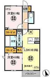 シスモンス2 2LDKの間取図画像