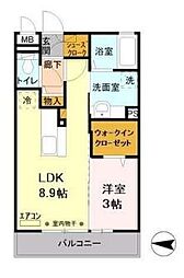フォアール 1LDKの間取図画像