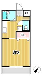 キャロットハウス 1Kの間取図画像
