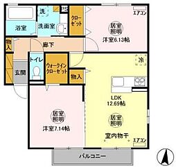 Sin.グリュックB 2LDKの間取図画像