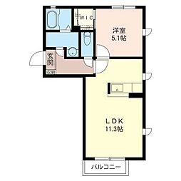 ハニーエイト 1LDKの間取図画像