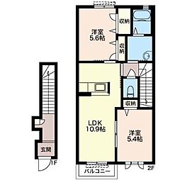 グリーンパール 2LDKの間取図画像