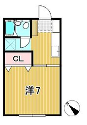 297ハイツ2 1Kの間取図画像