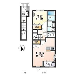 仮)日立市金沢町2丁目新築アパート 1LDKの間取図画像