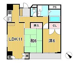 リバ・オールマンション 2LDKの間取図画像