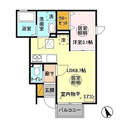 ライブリ相賀 1LDKの間取図画像