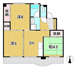 ビレッジハウス十王2 3DKの間取図画像