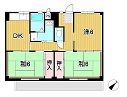ビレッジハウス日立1号 3DKの間取図画像