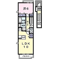 パインコーンA 1LDKの間取図画像