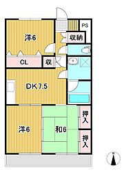 グランペールマンション 3DKの間取図画像