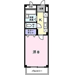 SAN-EIハイツB 1Kの間取図画像