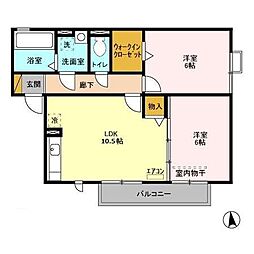 フルール 2LDKの間取図画像