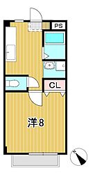 サンハイムB 1Kの間取図画像
