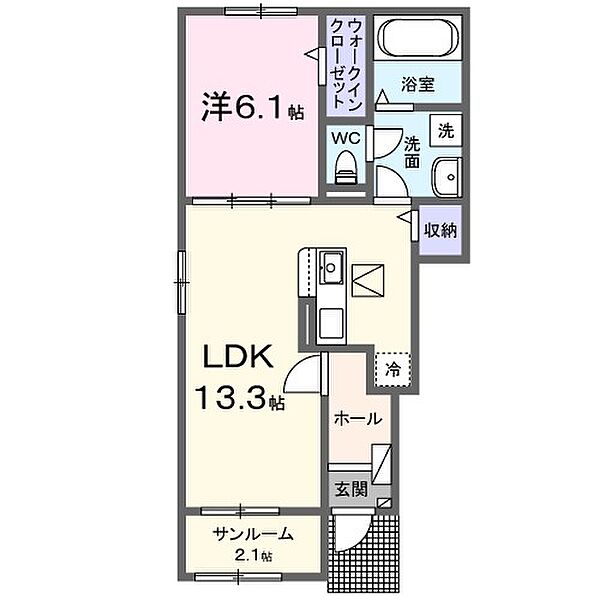 カーサセレーノ 101｜茨城県日立市河原子町４丁目(賃貸アパート1LDK・1階・50.01㎡)の写真 その2