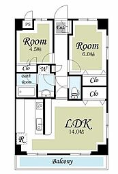 Ｐｒｅｍｉｒ　Ｔａｎｉｎｏ 4階2LDKの間取り