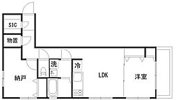 大田区中央2丁目マンション 2LDKの間取図画像
