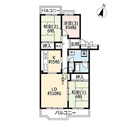 URせんげん台パークタウン三番街 5階3LDKの間取り