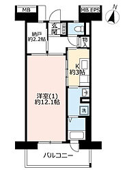 UR都市機構コンフォール松原3号棟 1Kの間取図画像