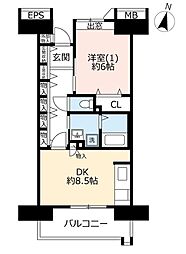 UR都市機構コンフォール松原9号棟 1DKの間取図画像