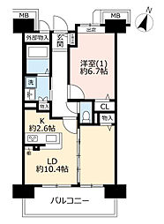 UR都市機構コンフォール松原17号棟 1LDKの間取図画像