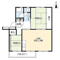 URデュプレ西上尾 2LDKの間取図画像