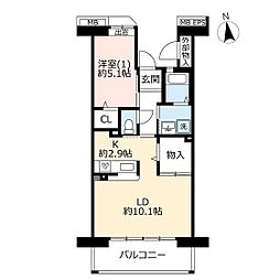 UR都市機構コンフォール東鳩ヶ谷2号棟 1LDKの間取図画像