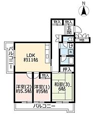 UR都市機構アーバンハイツ南前川 3LDKの間取図画像
