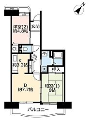 UR都市機構コンフォール南浦和10号棟 2DKの間取図画像
