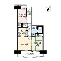 UR都市機構コンフォール南浦和10号棟 2DKの間取図画像