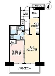 UR都市機構アーベイン大宮5号棟 1LDKの間取図画像