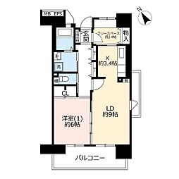 UR都市機構コンフォール鶴瀬5号棟 1LDKの間取図画像