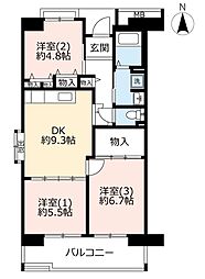 UR都市機構アルビス鶴瀬6号棟 3DKの間取図画像