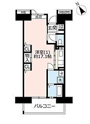 UR都市機構コンフォール鶴瀬5号棟 1Kの間取図画像