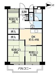 UR都市機構鶴瀬市街地住宅 3DKの間取図画像