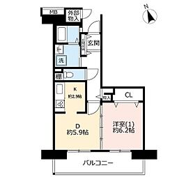 UR都市機構コンフォール上野台6号棟 1DKの間取図画像