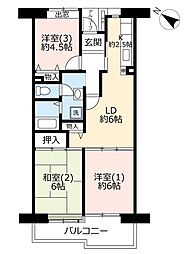 UR都市機構プラザシティ新所沢けやき通り2号棟 3DKの間取図画像