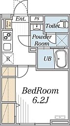 エクレール 芦花公園 102 1階1Kの間取り