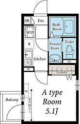 リブリ・スクエア 2階1Kの間取り