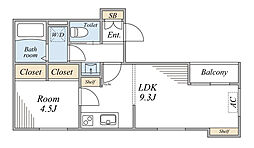 ラ・ソラリス 102 1階1LDKの間取り