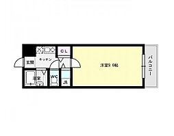 プレステージ室見 1Kの間取図画像