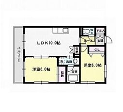 バルザックコロニー 2LDKの間取図画像