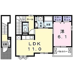 アサクラ　ハウス 2階1LDKの間取り