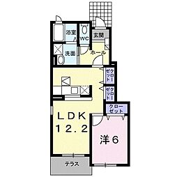 ビスターリア　A 1階1LDKの間取り