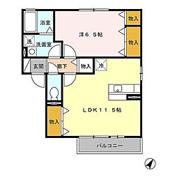エクレールA 1LDKの間取図画像