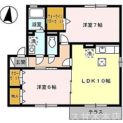クレイドルA 2LDKの間取図画像