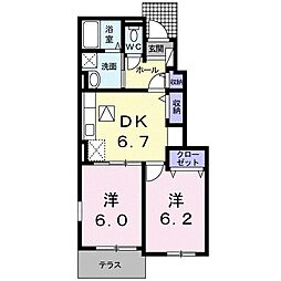 サニープレイス 2DKの間取図画像