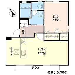 アーナリ壱番館 2DKの間取図画像